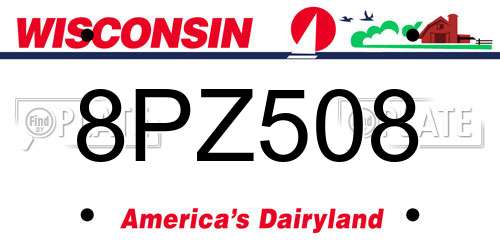 8PZ508 Wisconsin License Plate