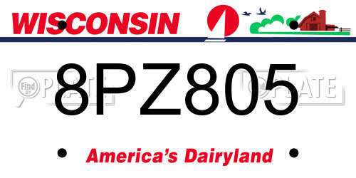 8PZ805 Wisconsin License Plate