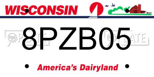 8PZB05 Wisconsin License Plate