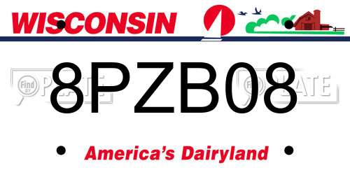 8PZB08 Wisconsin License Plate