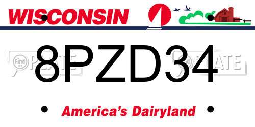 8PZD34 Wisconsin License Plate