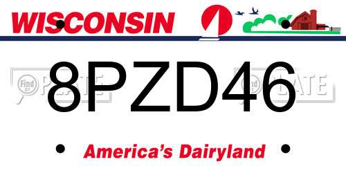 8PZD46 Wisconsin License Plate