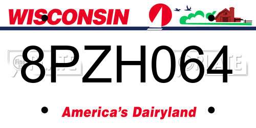 8PZH064 Wisconsin License Plate