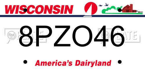8PZO46 Wisconsin License Plate