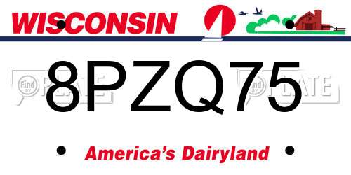 8PZQ75 Wisconsin License Plate