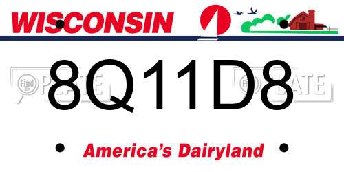 8Q11D8 Wisconsin License Plate