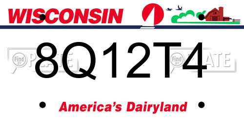 8Q12T4 Wisconsin License Plate