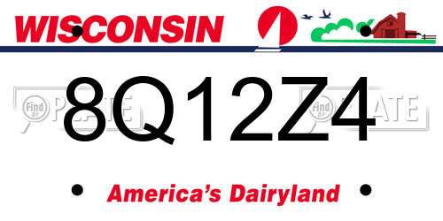 8Q12Z4 Wisconsin License Plate
