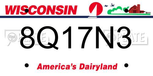 8Q17N3 Wisconsin License Plate