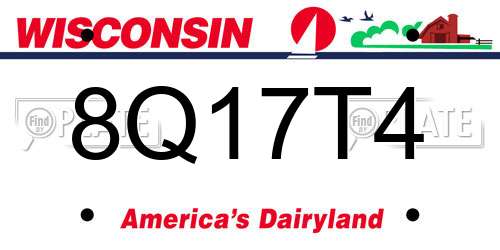 8Q17T4 Wisconsin License Plate