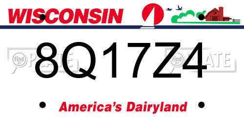 8Q17Z4 Wisconsin License Plate