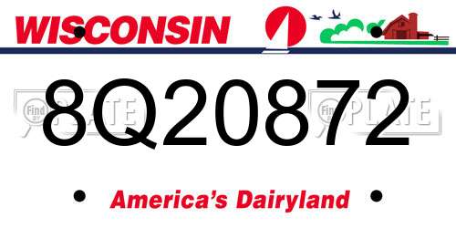 8Q20872 Wisconsin License Plate