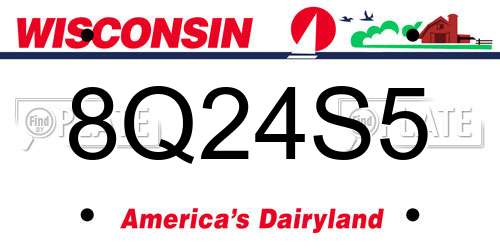 8Q24S5 Wisconsin License Plate