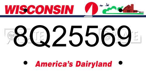 8Q25569 Wisconsin License Plate