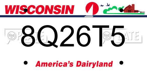 8Q26T5 Wisconsin License Plate