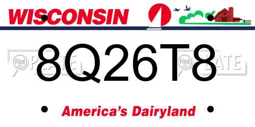 8Q26T8 Wisconsin License Plate