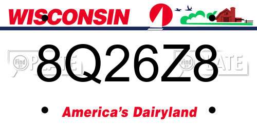 8Q26Z8 Wisconsin License Plate
