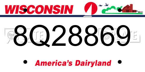 8Q28869 Wisconsin License Plate