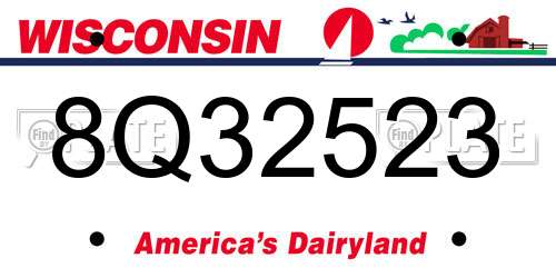 8Q32523 Wisconsin License Plate