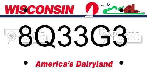 8Q33G3 Wisconsin License Plate