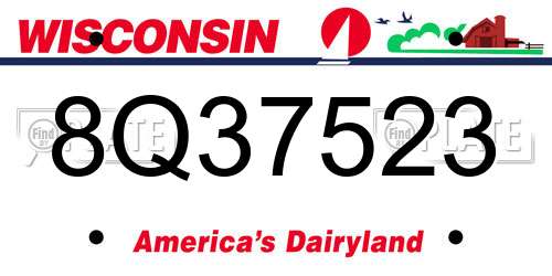 8Q37523 Wisconsin License Plate