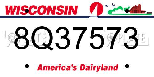 8Q37573 Wisconsin License Plate