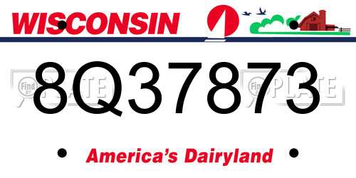 8Q37873 Wisconsin License Plate