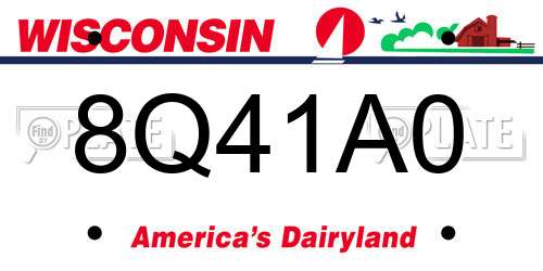 8Q41A0 Wisconsin License Plate