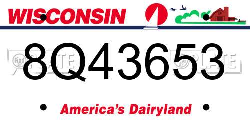 8Q43653 Wisconsin License Plate