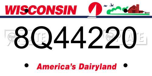 8Q44220 Wisconsin License Plate