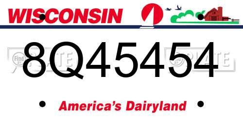 8Q45454 Wisconsin License Plate