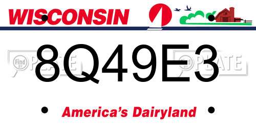 8Q49E3 Wisconsin License Plate