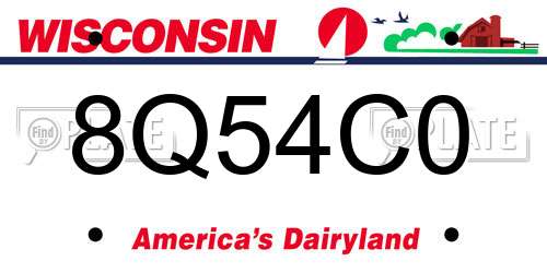 8Q54C0 Wisconsin License Plate