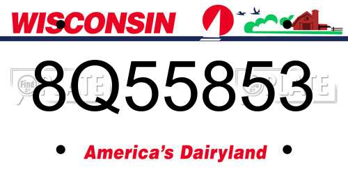 8Q55853 Wisconsin License Plate
