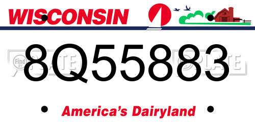 8Q55883 Wisconsin License Plate