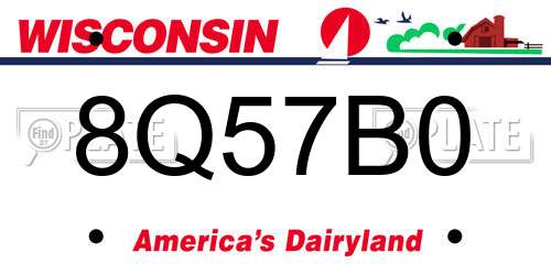 8Q57B0 Wisconsin License Plate