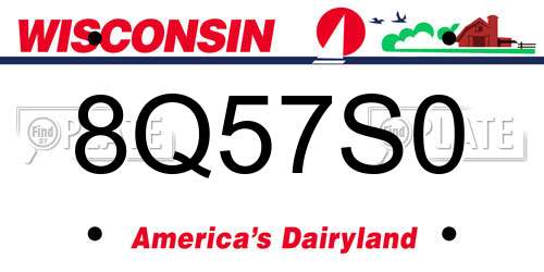 8Q57S0 Wisconsin License Plate