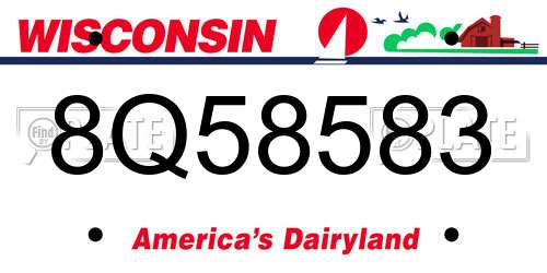 8Q58583 Wisconsin License Plate