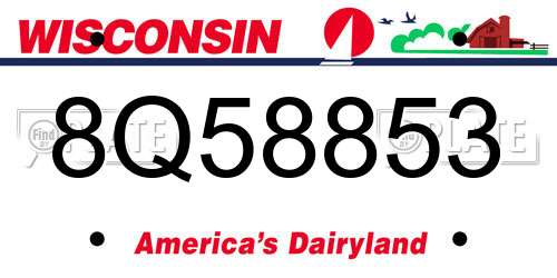 8Q58853 Wisconsin License Plate