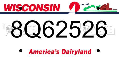 8Q62526 Wisconsin License Plate