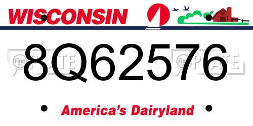 8Q62576 Wisconsin License Plate
