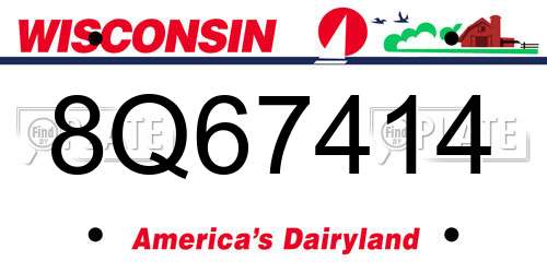 8Q67414 Wisconsin License Plate