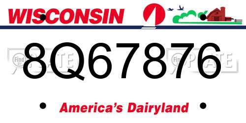 8Q67876 Wisconsin License Plate