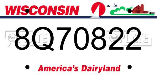 8Q70822 Wisconsin License Plate