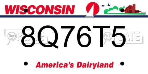 8Q76T5 Wisconsin License Plate