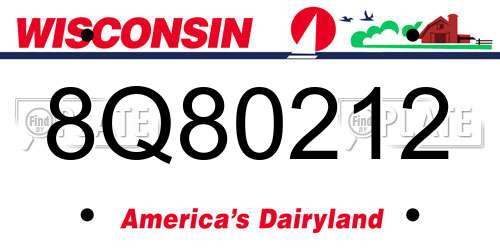 8Q80212 Wisconsin License Plate