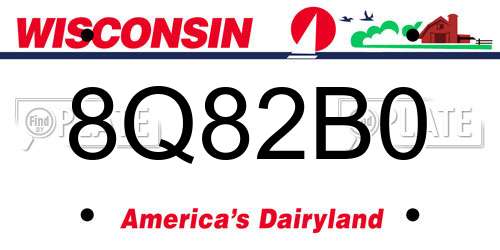 8Q82B0 Wisconsin License Plate