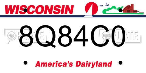 8Q84C0 Wisconsin License Plate