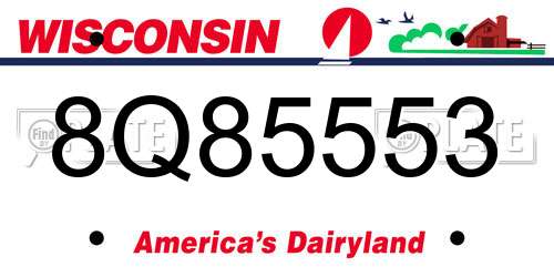 8Q85553 Wisconsin License Plate