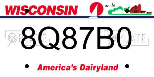 8Q87B0 Wisconsin License Plate